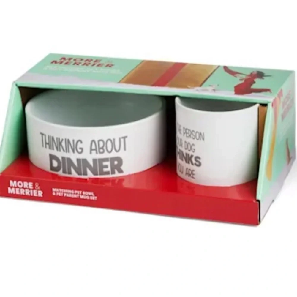 NWT More & Merrier Dog Bowl & Mug Set